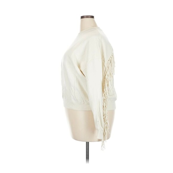 Clare V. Le Drop Fringe Cream Sweatshirt 2X Cowboy Western - Picture 4 of 7